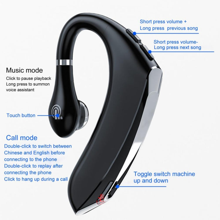 DS800 Bluetooth 5.0 ユニバーサルハンギングイヤースタイル ビジネススポーツ ワイヤレス Bluetooth イヤホン、アップグレードバージョン、アップグレードバージョン（ブラック）、アップグレードバージョン（レッド）
