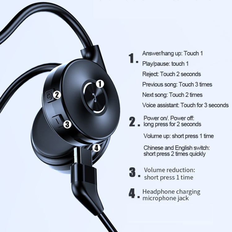 M-1 背面装着型タッチノイズリダクション 骨伝導 Bluetooth イヤホン 取り外し可能マイク付き