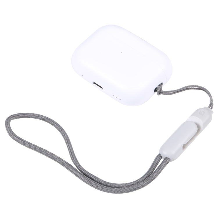 Apple AirPods Pro 2用ワイヤレスBluetoothイヤホン紛失防止ロープ付きスマホケースストラップ、高級模造グレー