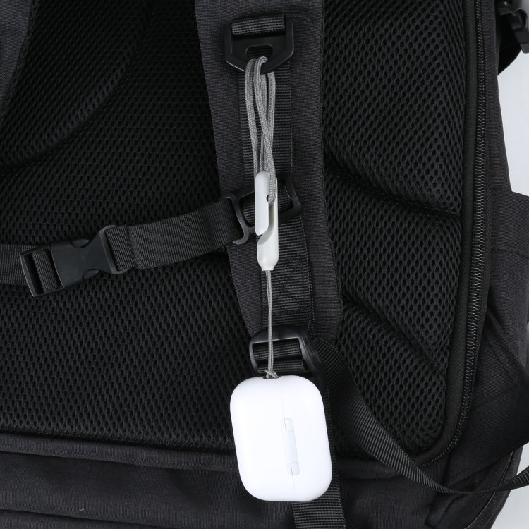Apple AirPods Pro 2用ワイヤレスBluetoothイヤホン紛失防止ロープ付きスマホケースストラップ、高級模造グレー
