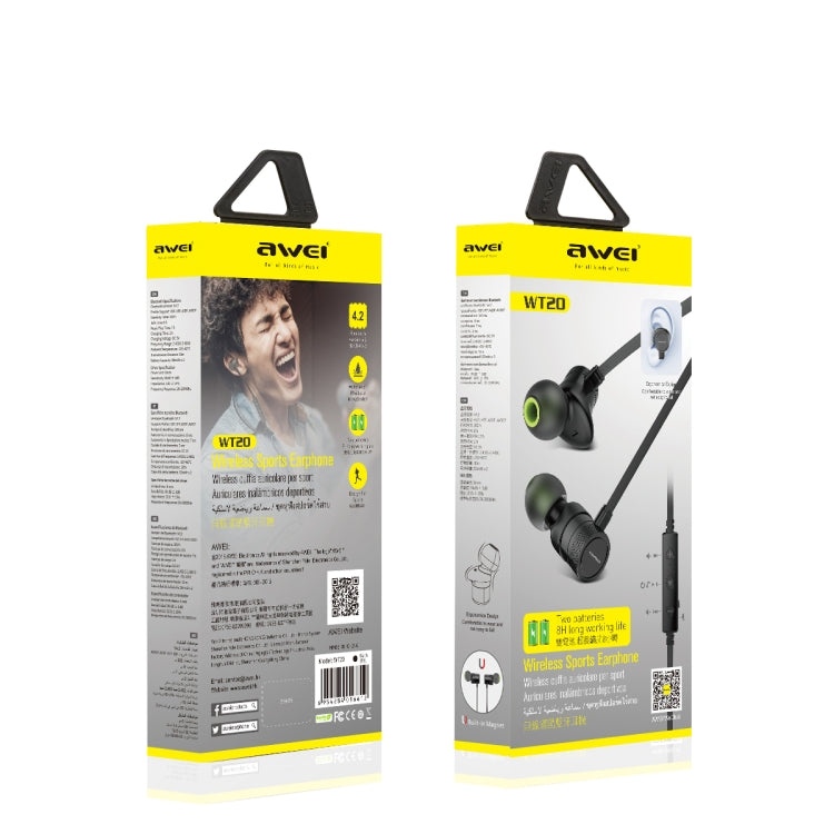 awei WT20 Waterproof Wireless Sports Bluetooth Headset