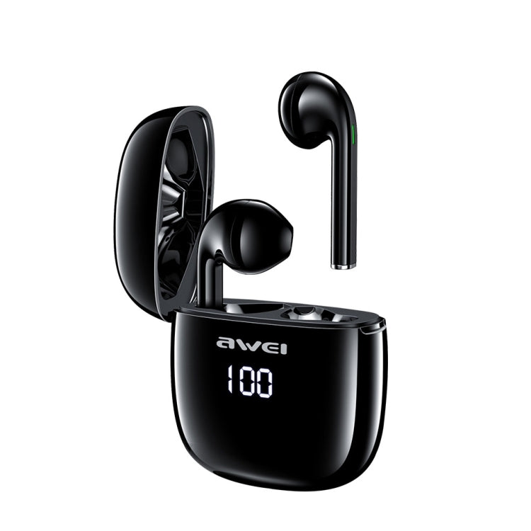 awei T28P Bluetooth V5.0 TWS トゥルーワイヤレススポーツ LEDディスプレイヘッドセット 充電ケース付き