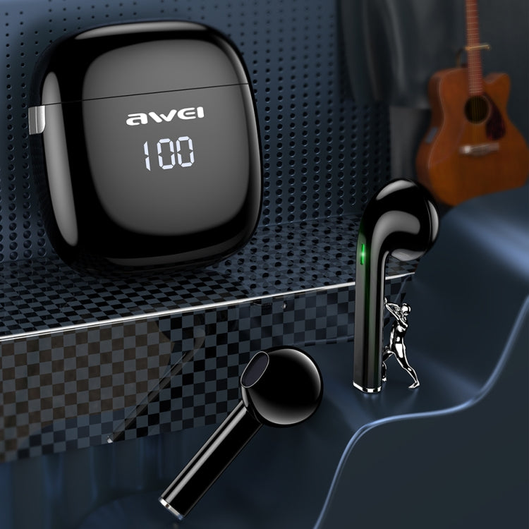 awei T28P Bluetooth V5.0 TWS トゥルーワイヤレススポーツ LEDディスプレイヘッドセット 充電ケース付き