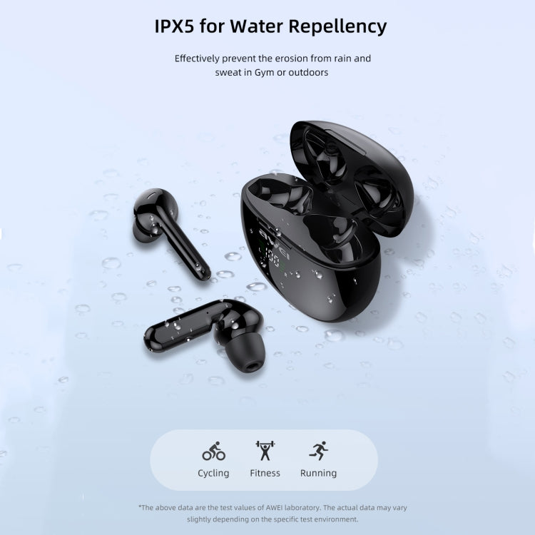awei T15P Bluetooth V5.0 TWS トゥルーワイヤレススポーツ LEDディスプレイヘッドセット 充電ケース付き, T15P