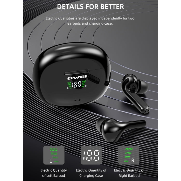 awei T15P Bluetooth V5.0 TWS トゥルーワイヤレススポーツ LEDディスプレイヘッドセット 充電ケース付き, T15P