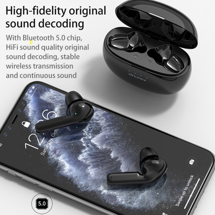 awei T15 TWS Bluetooth V5.0 トゥルーワイヤレススポーツヘッドセット 充電ケース付き, T15