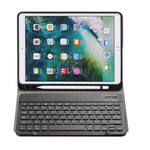 A09B Bluetooth 3.0 超薄型 ABS 着脱式 Bluetooth キーボード レザー タブレットケース iPad Air / Pro 10.5インチ (2019) 用、ペンスロット＆ホルダー付き