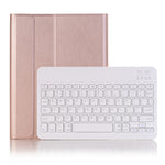 A09B Bluetooth 3.0 超薄型 ABS 着脱式 Bluetooth キーボード レザー タブレットケース iPad Air / Pro 10.5インチ (2019) 用、ペンスロット＆ホルダー付き