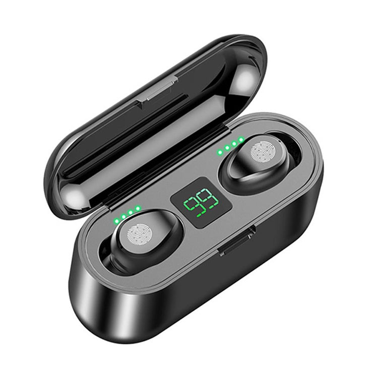 F9 TWS V5.0 タッチコントロール 両耳ワイヤレス Bluetooth ヘッドセット 充電ケース＆デジタルディスプレイ付き, F9