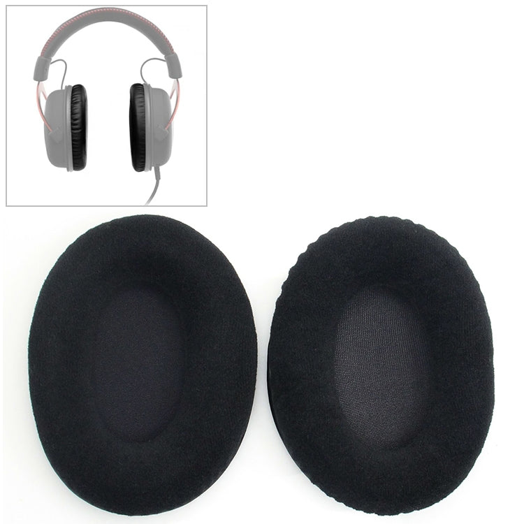 キングストン KHX-HSCP / HyperX Cloud II ヘッドホン用クッション フランネルブラックネットスポンジカバー イヤーマフ 交換用イヤーパッド 2個セット、キングストン KHX-HSCP HyperX Cloud II用（フランネルブラック）