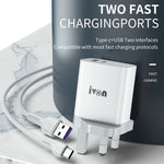 IVON AD52 18W USB-C / Type-C + USB デュアルポート PD 急速充電
