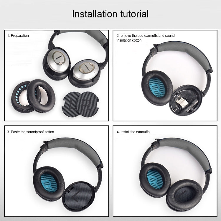BOSE QC2 / QC15 / AE2 / QC25 / QC35用LR綿入りソフトイヤーマフヘッドホンジャケット1ペア