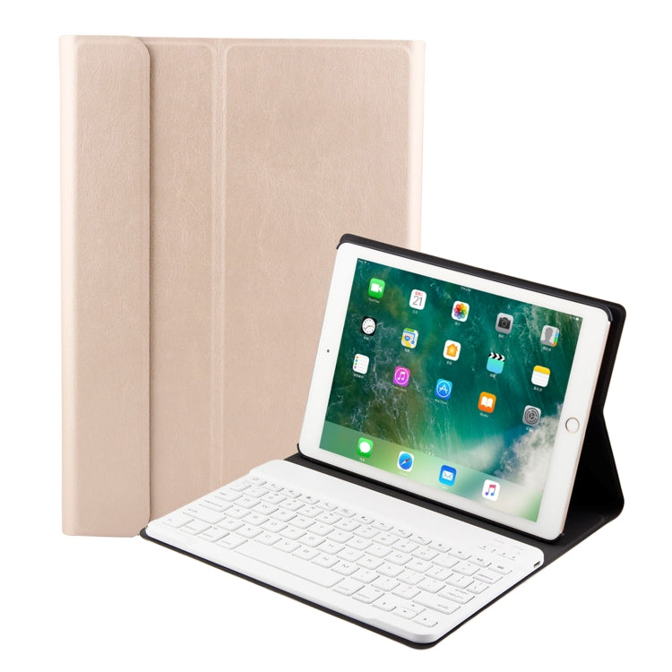 FT-1030 Bluetooth 3.0 ABS ブラッシュドテクスチャ キーボード + スキンテクスチャ レザー タブレットケース iPad Air / Air 2 / iPad Pro 9.7インチ用、三段階角度調整 / マグネット / スリープ機能付き、FT-1030D