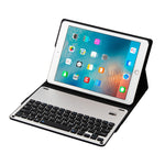 FT-1038B 着脱式 Bluetooth 3.0 アルミニウム合金キーボード＋ラムスキンテクスチャーレザータブレットケース iPad Air / Air 2 / iPad Pro 9.7インチ 用 撥水／三段階角度調整／マグネット／スリープ機能付き FT-1038B