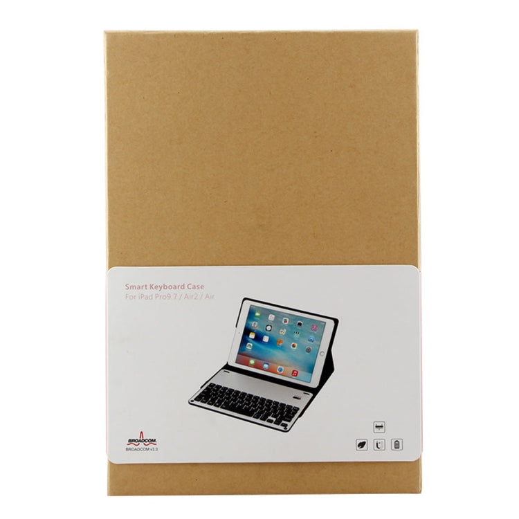 FT-1038B 着脱式 Bluetooth 3.0 アルミニウム合金キーボード＋ラムスキンテクスチャーレザータブレットケース iPad Air / Air 2 / iPad Pro 9.7インチ 用 撥水／三段階角度調整／マグネット／スリープ機能付き FT-1038B