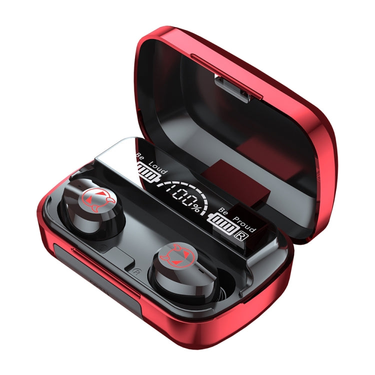 M23 リトルデビル柄 インテリジェントノイズキャンセリング タッチ式Bluetoothイヤホン 三画面バッテリー表示＆ミラー充電ボックス付き、HD通話＆Siri対応