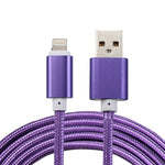 2m 編み込みスタイルメタルヘッド 84芯 8ピン to USB 2.0 データ／充電ケーブル