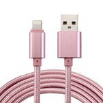 2m 編み込みスタイルメタルヘッド 84芯 8ピン to USB 2.0 データ／充電ケーブル