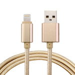 1m 編み込みスタイル メタルヘッド 84コア 8ピン to USB 2.0 データ／充電ケーブル