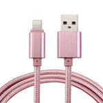 1m 編み込みスタイル メタルヘッド 84コア 8ピン to USB 2.0 データ／充電ケーブル