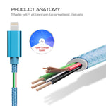 3m 3A 編み込みスタイル メタルヘッド 8ピン to USB データ／充電ケーブル、3m 8ピン