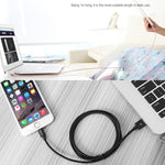 3m 3A 編み込みスタイル メタルヘッド 8ピン to USB データ／充電ケーブル、3m 8ピン