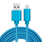 3m 3A 編み込みスタイル メタルヘッド 8ピン to USB データ／充電ケーブル、3m 8ピン