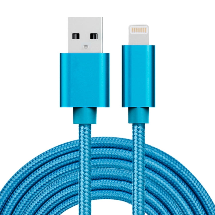 3m 3A 編み込みスタイル メタルヘッド 8ピン to USB データ／充電ケーブル、3m 8ピン