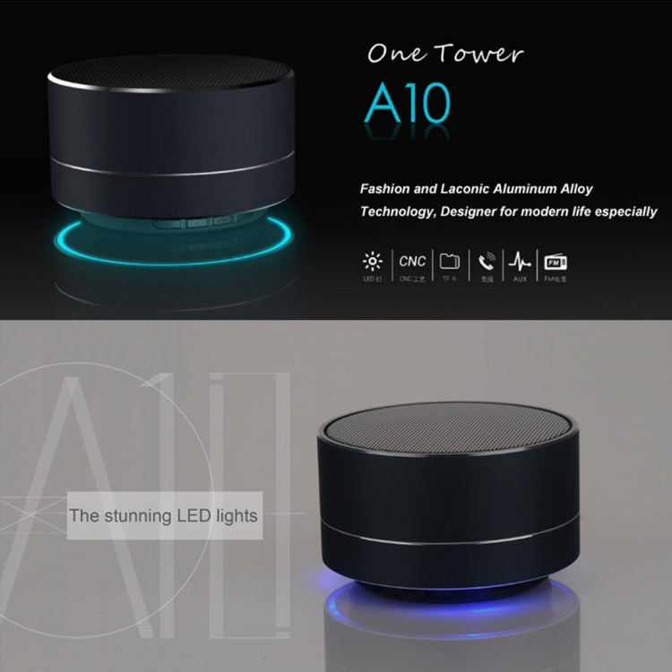 A10 ミニポータブル Bluetooth スピーカー 内蔵マイク＆LED、ハンズフリー通話＆TFカード対応
