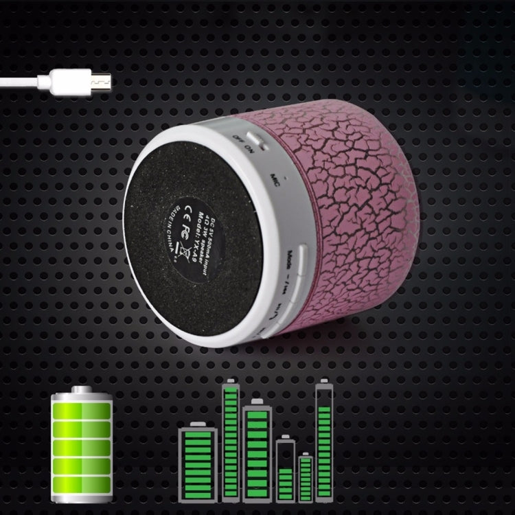 A9 ミニポータブル グレアクラック Bluetooth ステレオスピーカー LEDライト付き、内蔵マイク、ハンズフリー通話＆TFカード対応