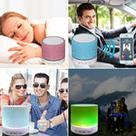 A9 ミニポータブル グレアクラック Bluetooth ステレオスピーカー LEDライト付き、内蔵マイク、ハンズフリー通話＆TFカード対応
