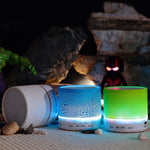 A9 ミニポータブル グレアクラック Bluetooth ステレオスピーカー LEDライト付き、内蔵マイク、ハンズフリー通話＆TFカード対応