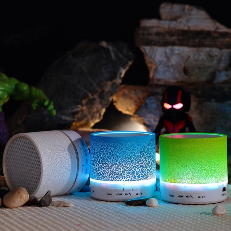 A9 ミニポータブル グレアクラック Bluetooth ステレオスピーカー LEDライト付き、内蔵マイク、ハンズフリー通話＆TFカード対応