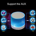 A9 ミニポータブル グレアクラック Bluetooth ステレオスピーカー LEDライト付き、内蔵マイク、ハンズフリー通話＆TFカード対応