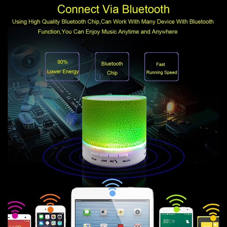 A9 ミニポータブル グレアクラック Bluetooth ステレオスピーカー LEDライト付き、内蔵マイク、ハンズフリー通話＆TFカード対応
