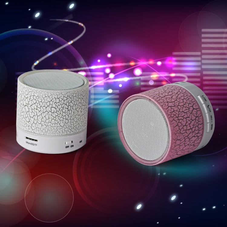 A9 ミニポータブル グレアクラック Bluetooth ステレオスピーカー LEDライト付き、内蔵マイク、ハンズフリー通話＆TFカード対応