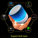 A9 ミニポータブル グレアクラック Bluetooth ステレオスピーカー LEDライト付き、内蔵マイク、ハンズフリー通話＆TFカード対応