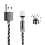 360度回転 8ピン to USB 2.0 編みスタイルマグネット充電ケーブル LEDインジケーター付き、ケーブル長さ：1m