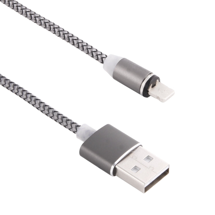 360度回転 8ピン to USB 2.0 編みスタイルマグネット充電ケーブル LEDインジケーター付き、ケーブル長さ：1m