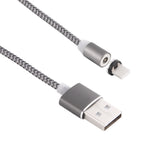 360度回転 8ピン to USB 2.0 編みスタイルマグネット充電ケーブル LEDインジケーター付き、ケーブル長さ：1m