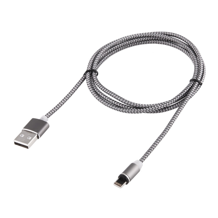 360度回転 8ピン to USB 2.0 編みスタイルマグネット充電ケーブル LEDインジケーター付き、ケーブル長さ：1m