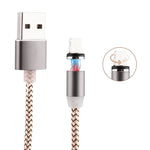 360度回転 8ピン to USB 2.0 編みスタイルマグネット充電ケーブル LEDインジケーター付き、ケーブル長さ：1m
