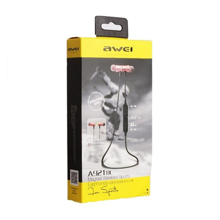 AWEI A921BL ワイヤレススポーツ磁気Bluetoothイヤホン ワイヤーコントロール＋マイク付き