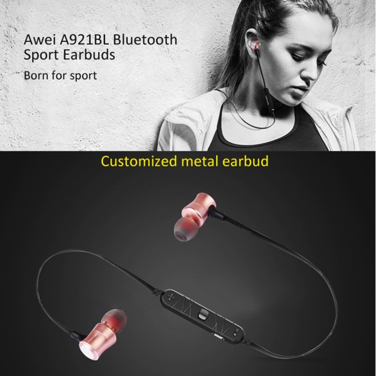AWEI A921BL ワイヤレススポーツ磁気Bluetoothイヤホン ワイヤーコントロール＋マイク付き
