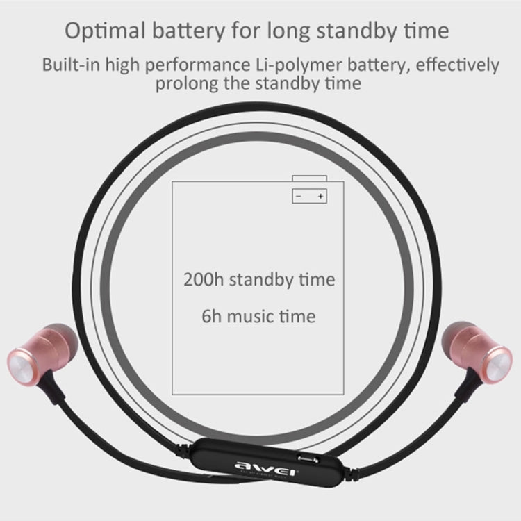 AWEI A921BL ワイヤレススポーツ磁気Bluetoothイヤホン ワイヤーコントロール＋マイク付き