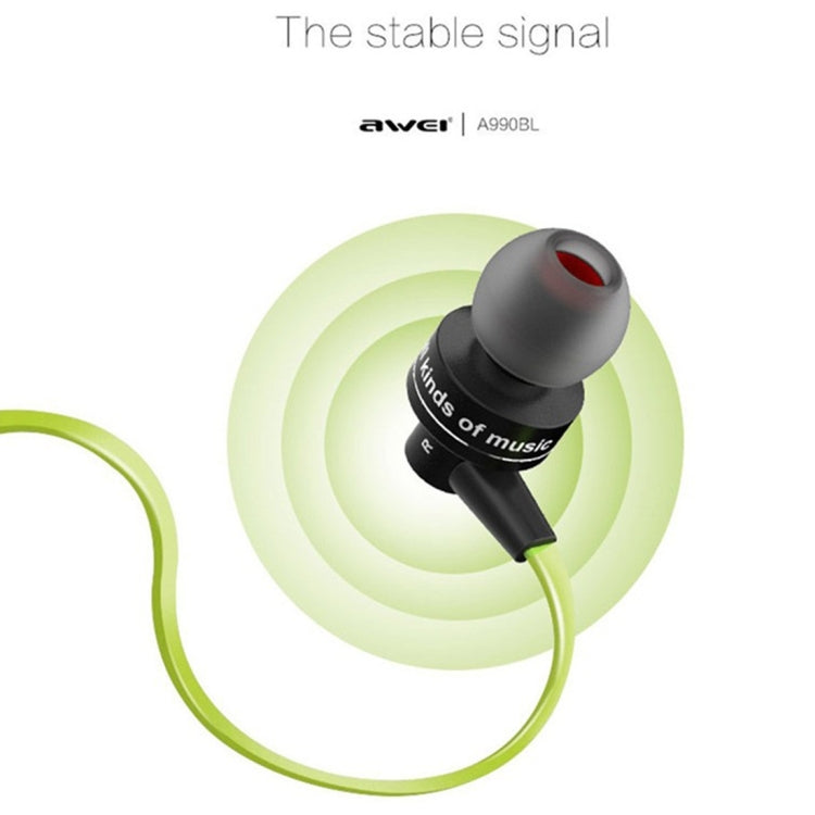 AWEI A990BL ワイヤレススポーツ Bluetooth ステレオイヤホン ワイヤーコントロール＋マイク付き、ハンズフリー通話対応