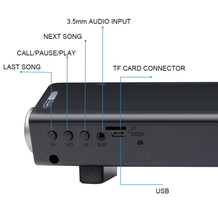サウンドバー LP-08 CE0152 USB MP3プレーヤー 2.1CH Bluetooth ワイヤレスサウンドバー スピーカー リモコン付き、CE0152 ブラック、CE0152 ゴールド