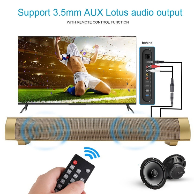 サウンドバー LP-08 CE0152 USB MP3プレーヤー 2.1CH Bluetooth ワイヤレスサウンドバー スピーカー リモコン付き、CE0152 ブラック、CE0152 ゴールド