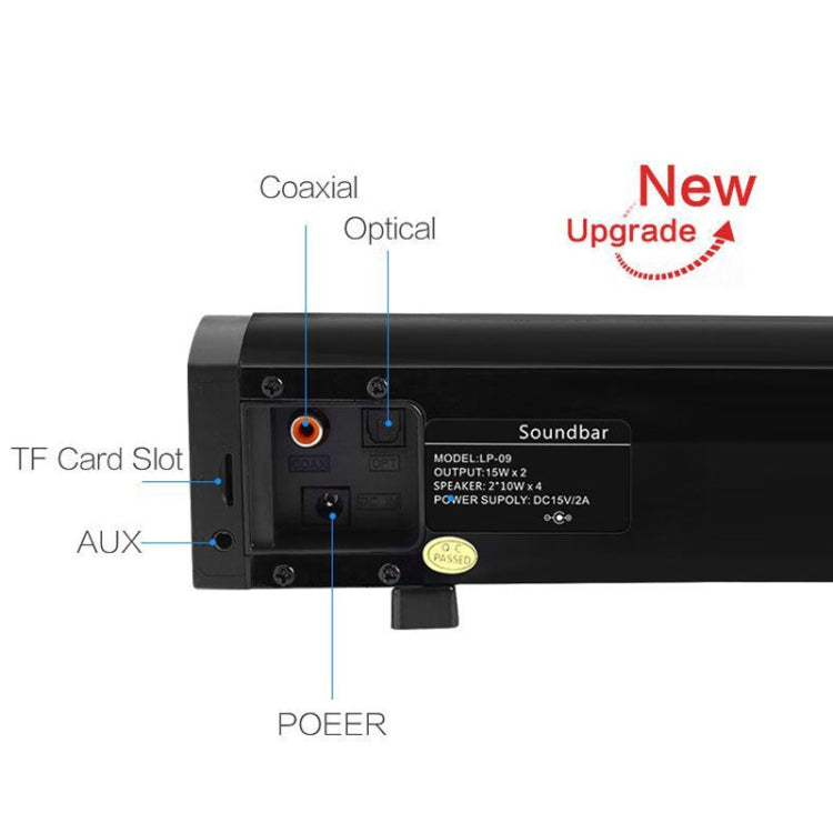 サウンドバー LP-09 (CE0148) ホームシアター Bluetooth ワイヤレスサウンドバースピーカー リモコン付き CE0148 ブラック