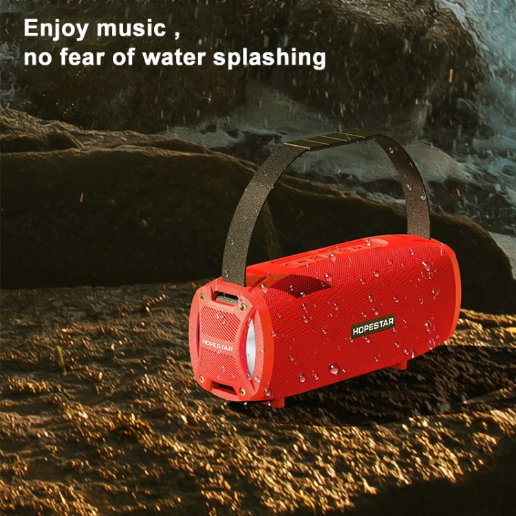 HOPESTAR H24 Pro TWS ポータブル屋外防水織りテクスチャBluetoothスピーカー リズムライト付き、ハンズフリー通話・Uディスク・TFカード・3.5mm AUX・FM対応、H24 Pro ブラック、H24 Pro グレー、H24 Pro ブルー、H24 Pro レッド